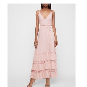 Tiered wrap front maxi dress